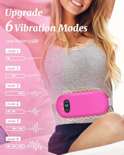 Image of Portable Heating Pad for Cramps, Upgrade Cordless Electric Period Fast Heating Pad for Back Pain Relief Menstrual Belt 6 Heat 6 Massage Modes Gifts for Women Girls Her Girlfriend Rose Pink