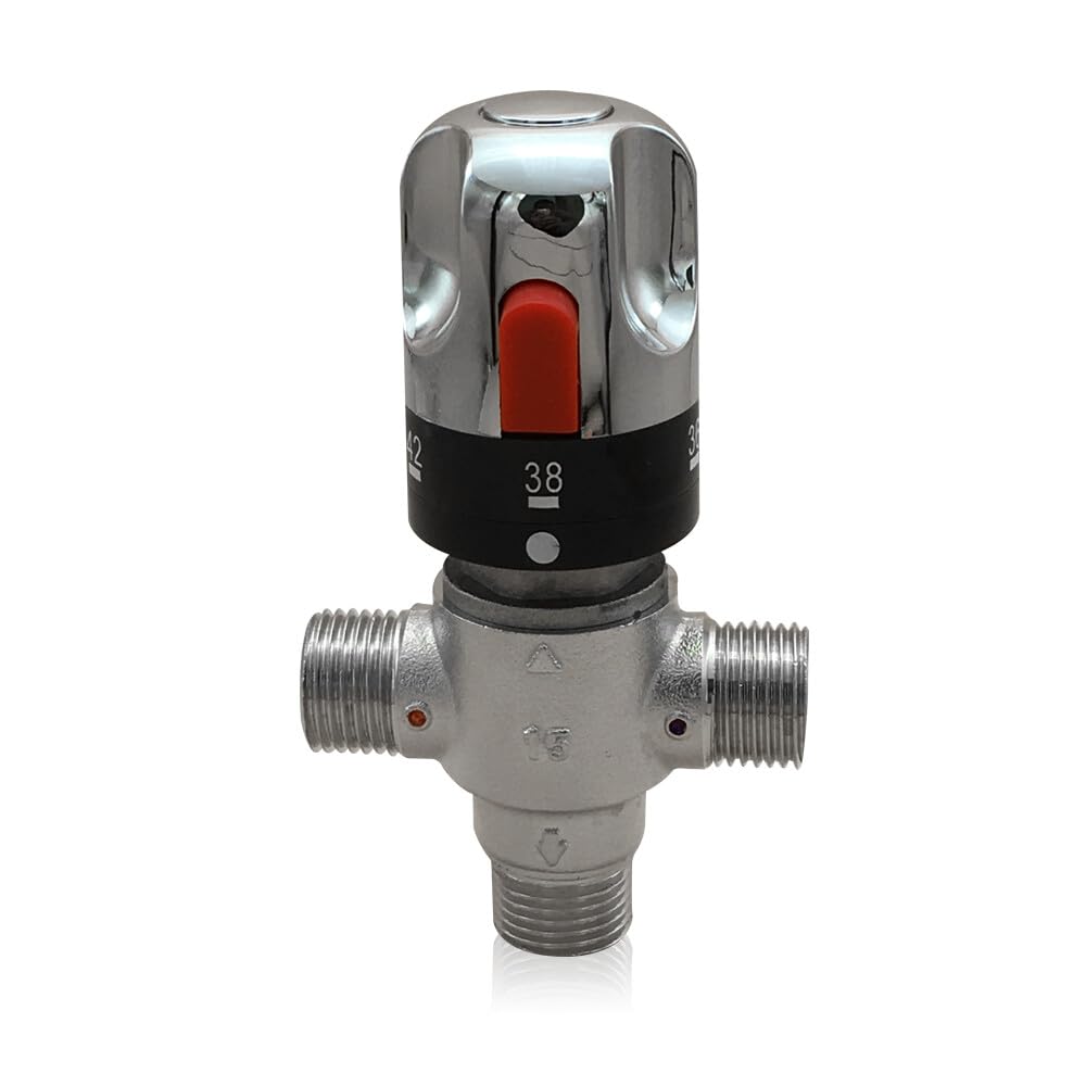 Grifo mezclador de agua termostático, rosca exterior G1/2", con válvula antirretorno y bloqueo de seguridad, para centros de baño, uso doméstico diario, grifos de bañera, 7 x 12 cm (largo x alto)