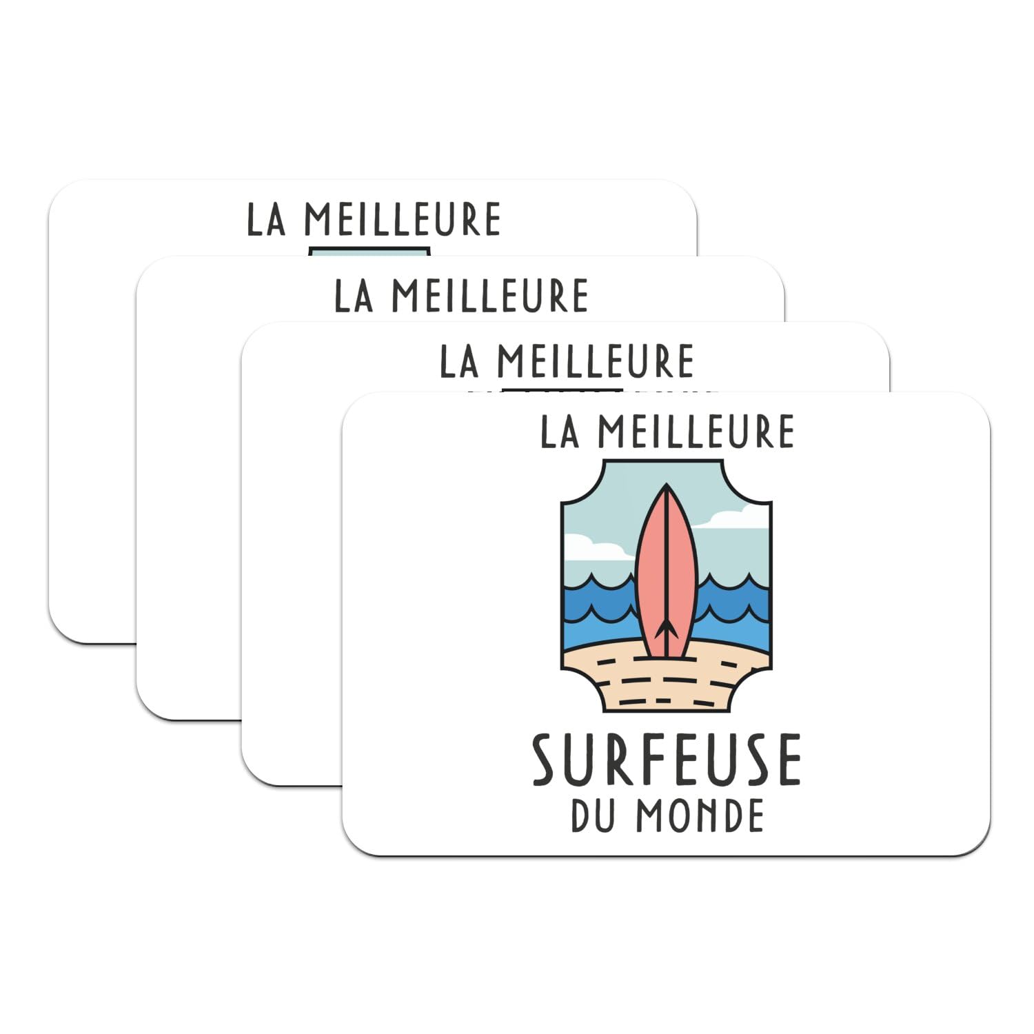 Cadeau la meilleure surfeuse du monde lot de 4 sets de table pour fan de surf