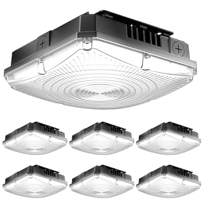 Sunco 6 Pack Square Canopy Light LED, Ceiling Commercial Outdoor, 40W, 5800 Lumens, 5000K Daylight, Dimmable (0-10V), Waterproof IP65, for Warehouse, Garage, Gas Station ETL/DLC.