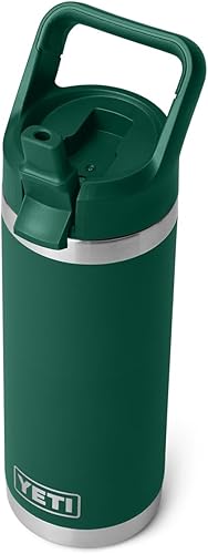 Miniatura 25 de YETI Rambler Botella de 18 onzas, aislada al vacío, de acero inoxidable con tapa de popote a juego de colores, rojo rescate Rojo de rescate,Cabo