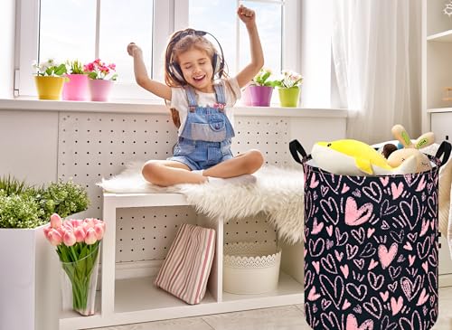 Image of MAIZMZ Girls Room Storage Basket Decor Organizer Bins Kids Hamper Storage Bins Toy Box Women Laundry Basket Large Canvas Collapsible Chest for Home /Dorm /Kitchen /Pet /Office /Closet /Shelf /Gift Baskets