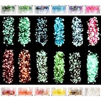 QIURUYUE Fluoreszierendes Glitter, 12-Farbe Leuchtende Glitzer Gesicht, Luminous Body Glitter für Nagelkunst und Körper, Gesicht, Haare, Kleidungsdekoration (Fluoreszierendes)