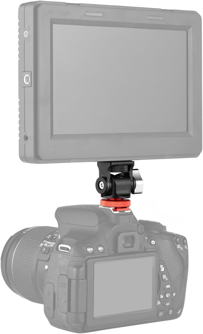 Mini Ball Head, Andoer Camera Monitor Mount Mini Ball Head con Adaptador de Zapata fría para Monitor de luz de Video LED | Con adaptador de zapata fría de 1/4 pulgadas para monitor de luz de video LED