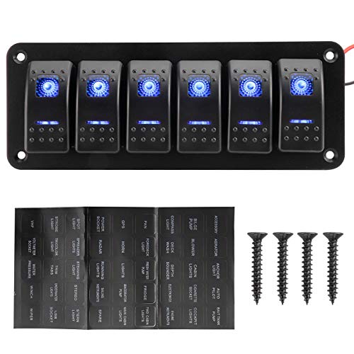 Panneau d interrupteurs pré-câblé 6 commandes étanches ON-OFF à double LED bleue
