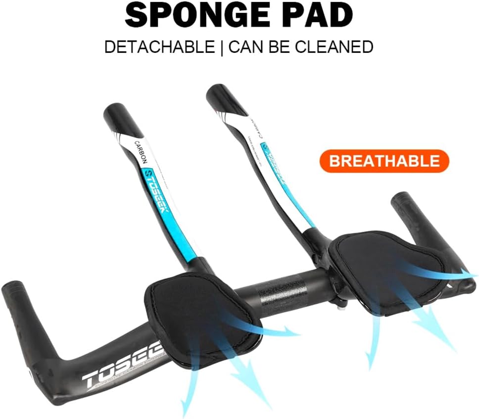 Bicycle TT Rest Bar - 12K Glossy Full High Carbon Fiber Aero Bars for Road MTB Bike (31.8mm Clamps) - Blue