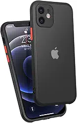 Capa de telefone projetada para iPhone 12 – Capa à prova de choque para iPhone 12, câmera totalmente coberta, proteção contra quedas de grau militar, capa protetora rígida fina translúcida para iPhone