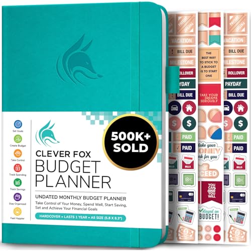 Clever Fox Budget Planner - Expense Tracker Notebook. Monthly Budgeting Organizer Finance Logbook & Accounts Book Bill Tracker A5 (Turquoise)