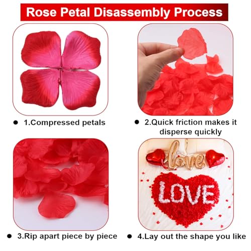 Image of 300PCS Fake Rose Petals for Romantic Night Romantic Festive Atmosphere Creation for Marriage Proposa Wedding Valentine's Day Decoration Party Activities (Black)
