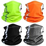 Bencailor 4 Pcs Winter Warmer Neck Gaiter Reflective Face Mask Hi Vis Balaclava Scarf for Men Outdoor Work Sports Safety(Multicolor)