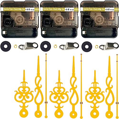 Image of YOPY� Combo 3 of Ajanta Mfg. Battery Operated Plastic Ticking Wall Clock Movement Machine with Hands (Needles : Antique Gold 1)