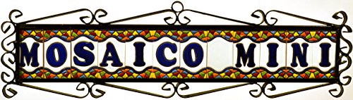 House numbers 3 inch. Handpainted house number tiles for signs, addresses and names. Address numbers for houses. House address numbers and letters. Design MOSAICO MINI 2,87" x 1,38" (NUMBER 4)