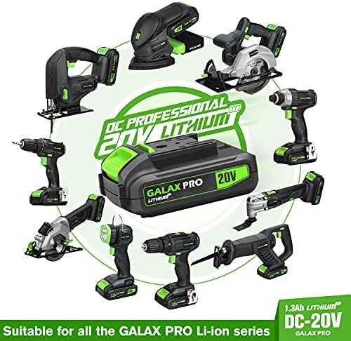 GALAX PRO Cordless Impact Driver 20V, Variable Speed (0-2800RPM),with LED Work Light, 6pcs Screwdriver Bits, 1.3Ah Battery and Charger