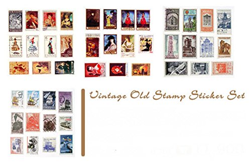 Set Of 13 Sheets Vintage Stamps Stickers Deco Stickers Paper Sticker Scrapbooking #TOP7
