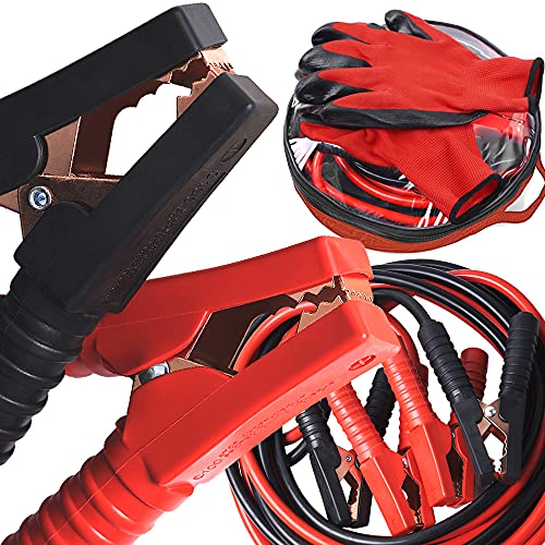 MIKKUPPA Jump Leads 3m 800AMP Jumper Cable Professional Car Van Battery Booster Cables, Heavy Duty for 6V, 12V and 24V with Gloves and Storage Bag