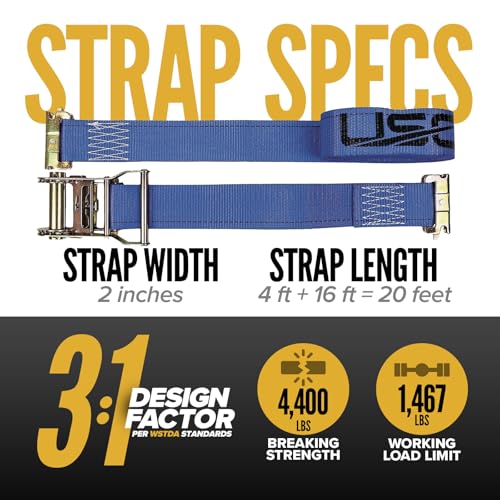 US Cargo E Track Straps 640-Pack 2"x20 Ft – 4400 Lbs Blue view 2