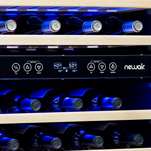 Newair 24” Wine Cooler Refrigerator, Large 46 Bottle Built-In Or Freestanding Dual Zone Wine Cellar In Stainless Steel With Precision Temperature Control, Removable Beech Wood Shelves Awr-460Db #TOP2