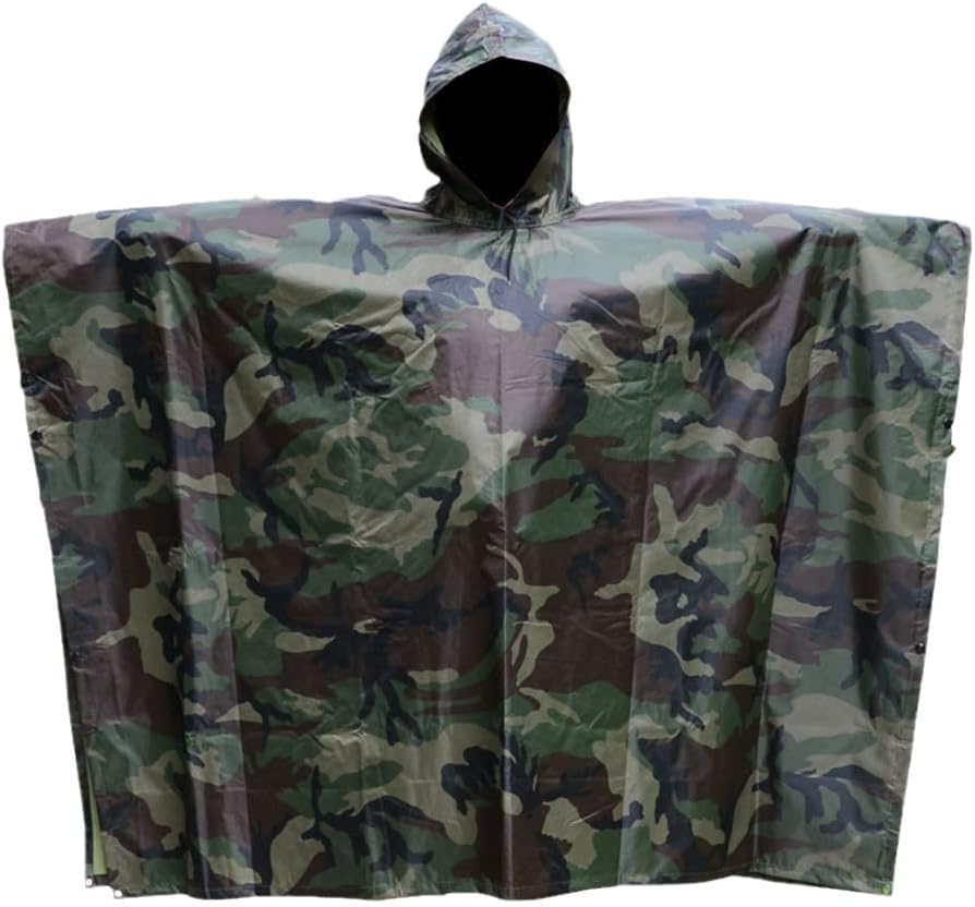 3 In1hooded Rain Poncho Waterproof Raincoat Jacket For Adults, Outdoor Tent Mat Poncho