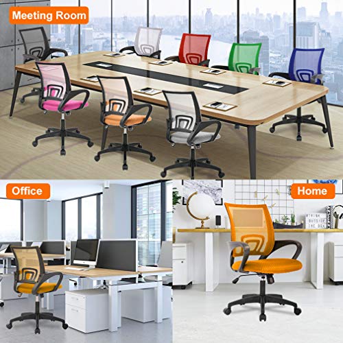 BestOffice | Ergonomic Office Chair | Mid-Back Swivel Desk Chair | Breathable Backrest & Lumbar Support | Adjustable Height | Sponge Seat | Rolling Wheels | Orange | for Adults & Women by BestOffice - Image 8