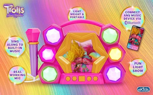 image for eKids Trolls Band Together Karaoke Microphone with Bluetooth Speaker f