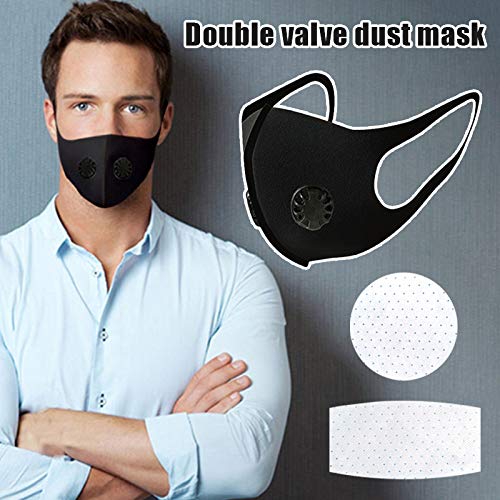 feeilty Reutilizable Máscara De Polvo Desechable, Cómodo Doble Respiración Máscaras, Máscaras Bucales Válvulas Filtro De Carbón Activado De Aire del Respirador Facial Boca por Ciclo Al Aire Libre