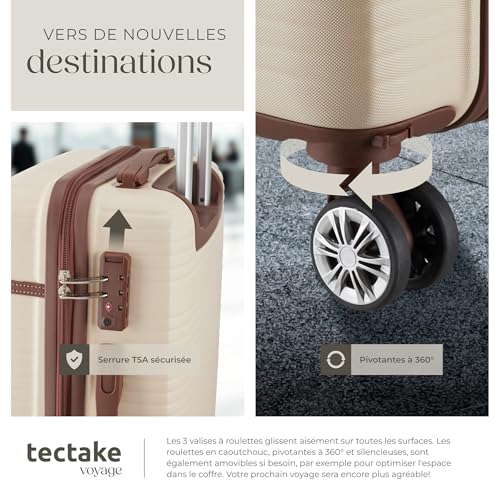 tectake® Set de Valise de Voyage 13 Pcs. Valise Grande Taille Valise soute Valise Cabine Petite Valise Sacs de Voyage Valise Maternité ABS avec roulettes 360° Poignée télescopique Cadenas TSA Solide – vue 8