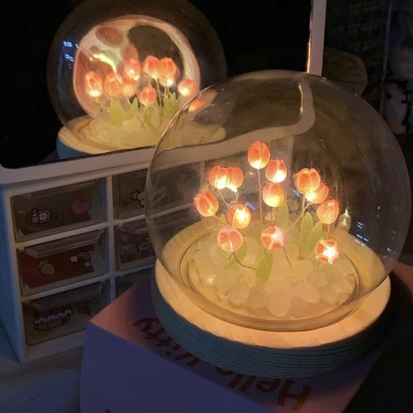Miniatura 7 de keeda Luces de lámpara de tulipán, kit de luz nocturna de flores de tulipán para niñas, escritorio, ambiente, luz de artes y manualidades, adornos