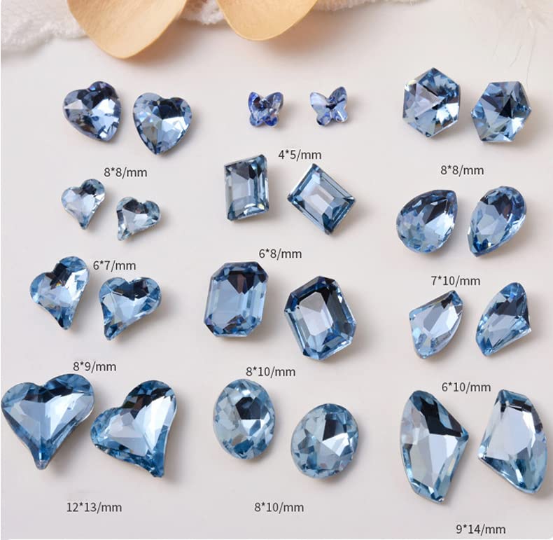 Miniatura 3 de 48 piezas de diamantes de imitación de uñas de diferentes formas, 12 estilos, cristales de vidrio 3D, diamantes de amor distorsionan el corazón,