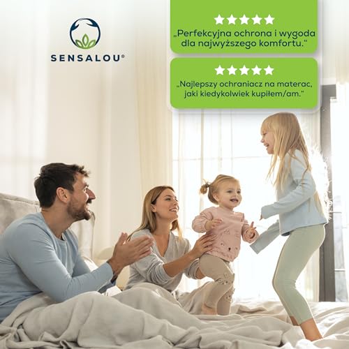 Sensalou Pokrowiec na materac wodoodporny 160x190 cm – Pokrowiec na materac do inkontynencji, podkładka na podwójne łóżko - wysokość do 30 cm – Podkładka chroniąca przed wilgocią dla alergików