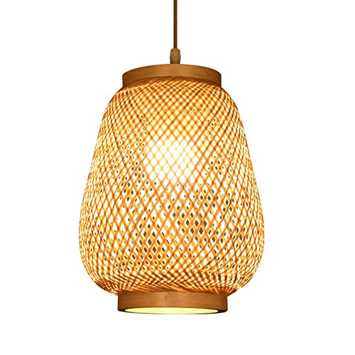 Lanterne rétro japonaise suspension style rustique lampe osier E27