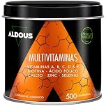 Multivitaminas Mujer y Hombre - 500 comprimidos + 1 año - Multivitaminico: Vitamina C, D, E, A, Vitaminas B, Biotina, Acido Folico, Calcio, Zinc, Selenio - Complejo Vitaminico Completo - ALDOUS