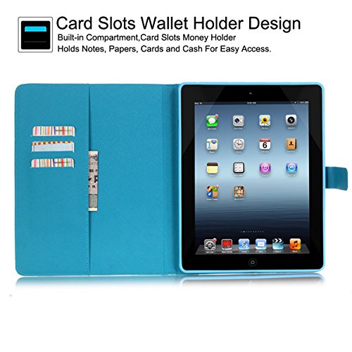 Newshine Ipad 2 Case, Ipad 3 4 Case Colorful Smart Pu Leather Stand Cover With Card Holder For Apple Ipad 2 & Ipad 3 & Ipad 4 9.7 Inch, With Auto Sleep/Wake Up Function, Flying Butterfly #TOP1