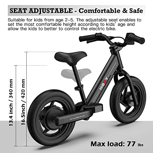 Hiboy Bk1 Electric Bike For Kids Ages 3-5 Years Old, 24V 100W Electric Balance Bike With 12 Inch Inflatable Tire And Adjustable Seat, Electric Motorcycle For Kids Boys & Girls (Black) #TOP3