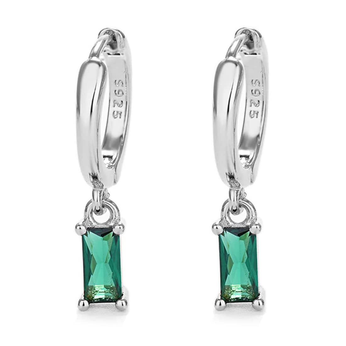 BEYEQCEZPendientes colgantes para mujer elaborados en plata de ley 925 con esmeralda y circonitas, Lágrima Pendientes colgantes con Chapado en plata de ley 925 con Zirconia Cristales para Mujeres y Niñas