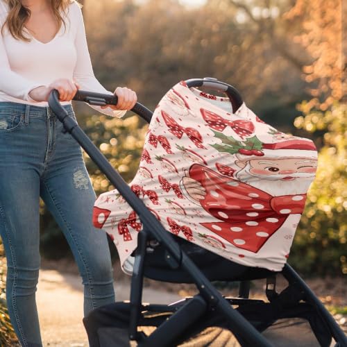 Image of Baby Car Seat Cover, Bow Santa Carseat Canopy and Nursing Covers