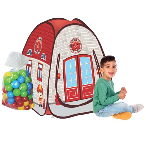 Toca Barraca Infantil Pop Up com 50 Bolinhas Bombeiros, Fabrincando Ideias