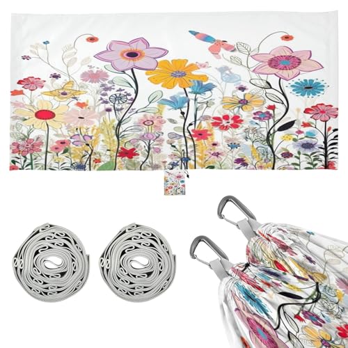 Haskirky Cotton Fowers Camping Hammock, Single Portable Hammocks with Tree Straps & Attached Carry Bag, 330Lbs Capacity Perfect for Outside Indoor Hiking Beach Backpack Travel