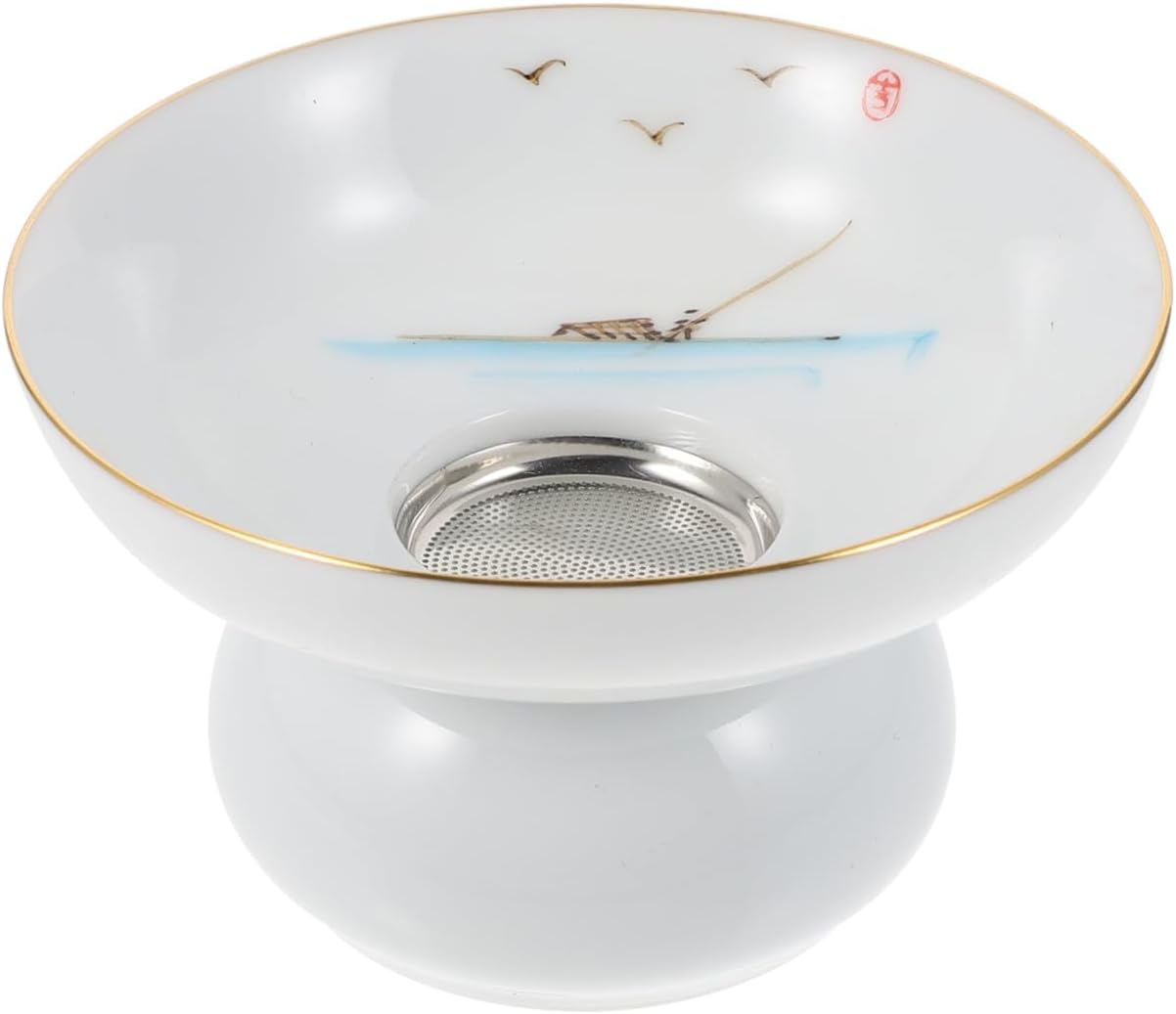 Ceramic Hand Painted Tea Infuser Filter with Stand for Home Office