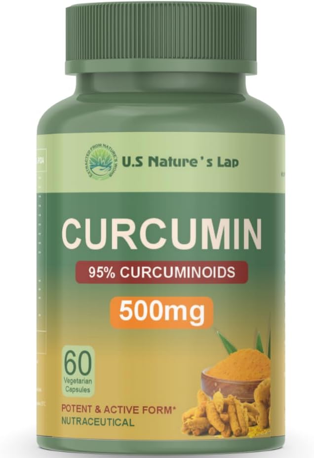 Curcumin Supplement 500mg - 95% Curcuminoids - 60 Vegetarian Capsules - Potent & Active Form Turmeric Extract - Nutraceutical Grade