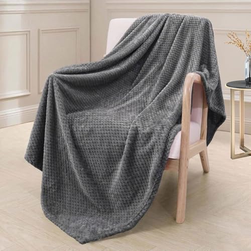 Manta para Sofá 95 x 160 cm Súper Suave y Cálida, Ligera y Multiusos Manta y Colchas, Mantas para Sofa para Sofá y Cama, Gris Oscuro