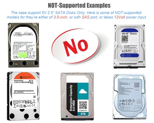 Image of USB 3.0 External 2.5-inch SATA Hard Drive Enclosure - ElecGear Aluminum Caddy Case for Large 2,5? HDD SSD SSHD, Thickness of 15mm, 12.5mm, 9.5mm and 7mm with Type A Cable and Type C Adapter Converter