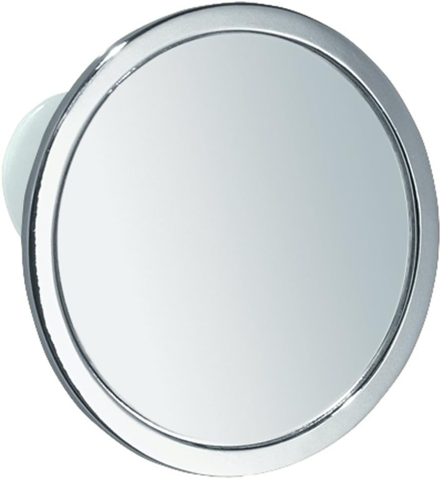 iDesign Round Bathroom Mirror with Suction Cup, Small No-Fog Shower Mirror Made of Chrome-Coated Metal, Practical Shower Accessory for Bathroom and Shower, Silver
