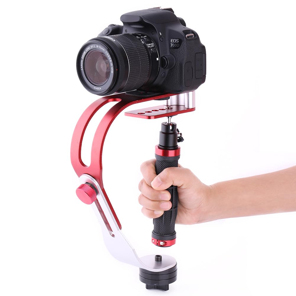 Professional Handheld Video Stabilizer Grip for Camera, Aluminum Alloy Construction, Comfortable Shooting, Clear Videos with Rubberized Mounting and Adjustable Balance Arm