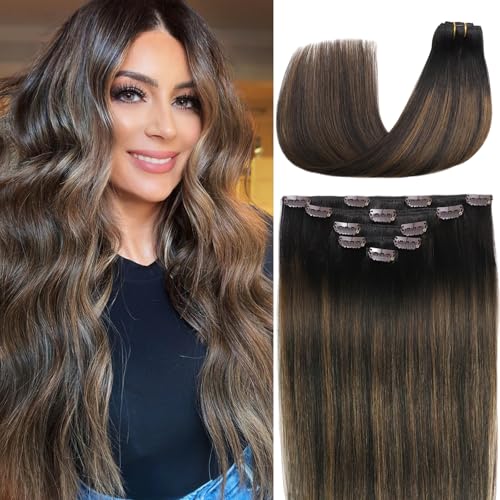 Hair Extensions Real Human Hair Balayage Clip in Hair Extensions ...