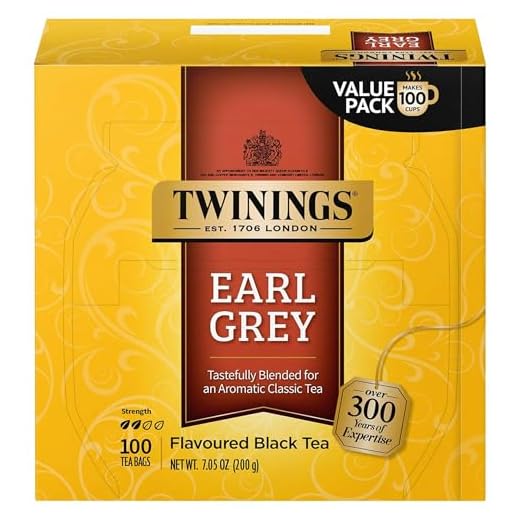 Twinings Earl Grey Black Tea, 100 Individually Wrapped Tea Bags, Flavoured With Citrus and Bergamot, Caffeinated
