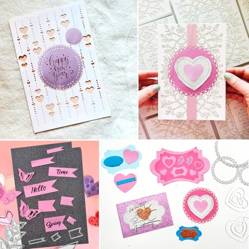 DailyTreasures 7 Sets Cutting Dies Stencil, 41Pcs Metal Template Moulds Multi-Shape DIY Craft Embossing Tools for Album Scrapbooking Art & Mother\'s Day Card Making(Heart/Rectangle/Flower/Flag/Oval) - Thumbnail 3