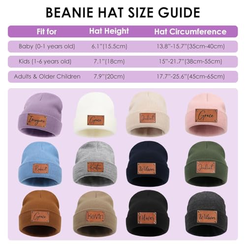 Custom Toddler Baby Beanies with Name, Personalized Baby Hat Newborn Beanie for Toddler Hat Baby Girl Boys Kids Hat2