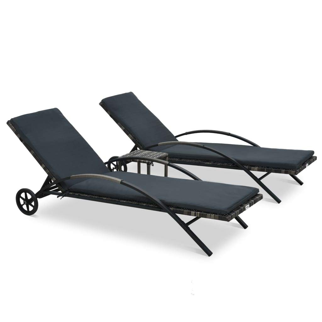 Buy vidaXL Sun Loungers with Table Poly Rattan Outdoor Recliner Day Bed