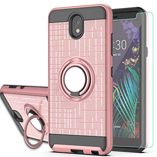 YmhxcY Phone Case Compatible with Escape Plus Arena 2 K30 2019 Journey LTE X2 2019 Case,360 Degree Rotating Ring & Bracket Dual Layer Shock Bumper Cover for K30(2019)-ZH Rose Gold