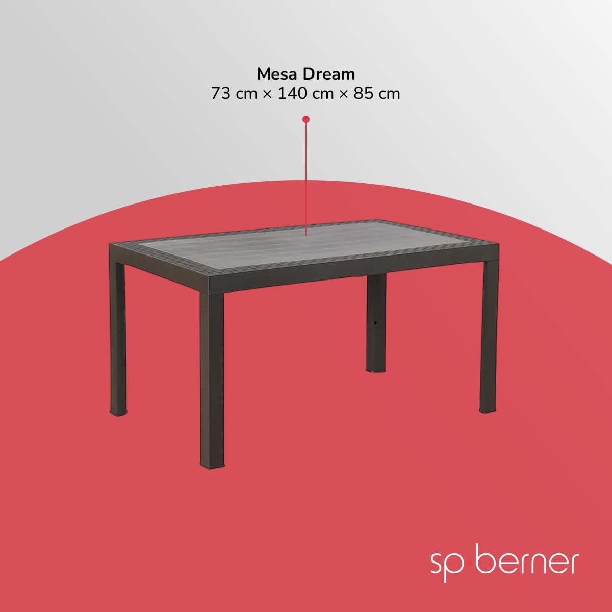 Shaf – Mesa Dream de Jardín y Terraza 140 cm – Mesa de Exterior e Interior – Plástico Reciclado Resistente a Rayos UV – No Requiere Montaje – Diseño Moderno – Color Wengue